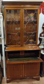 Desk and glass cabinet from England