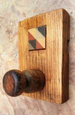 Oak wood and tile hook