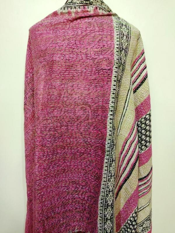 Kantha cotton shawl, India