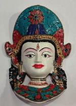 Máscara Budha tibetano de metal esmaltado