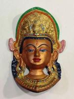 Máscara Budha tibetano de metal esmaltado