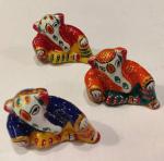 Handpainted enamel Ganesh god statue, set 3 ps